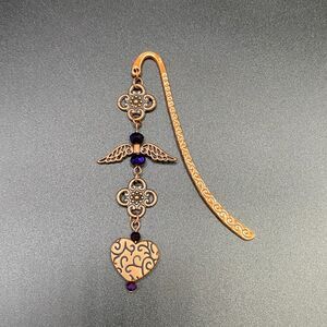Oil Slick Crystal Beaded Heart & Wings Bookmark by Neanie-Bot